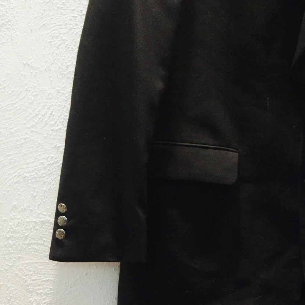 HUNT VALLEY Black Wool Double Lapel Sports Jacket Coat Blazer | Size 42L